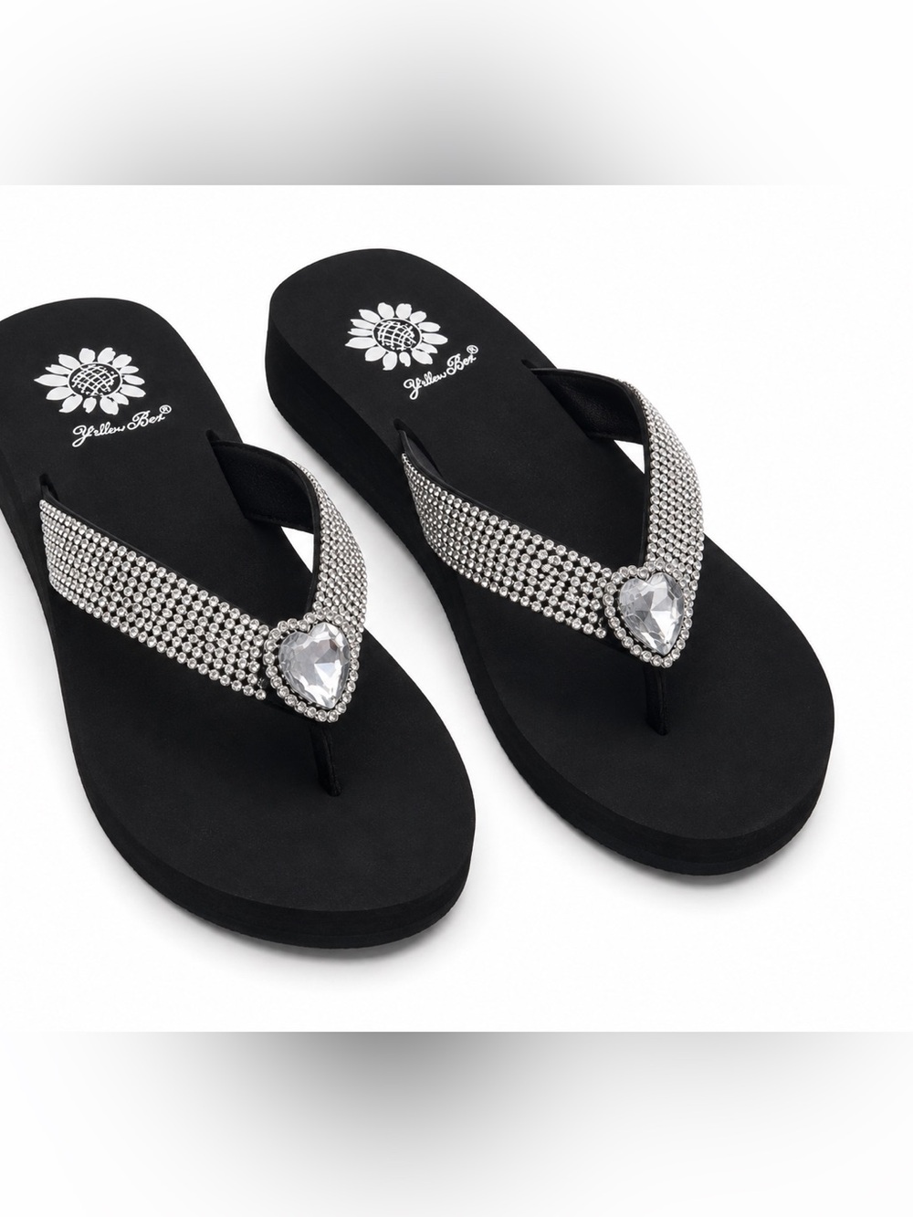 Yellow Box Willa Sparkling Heart Crystal Flip Flop - Picture 8 of 8